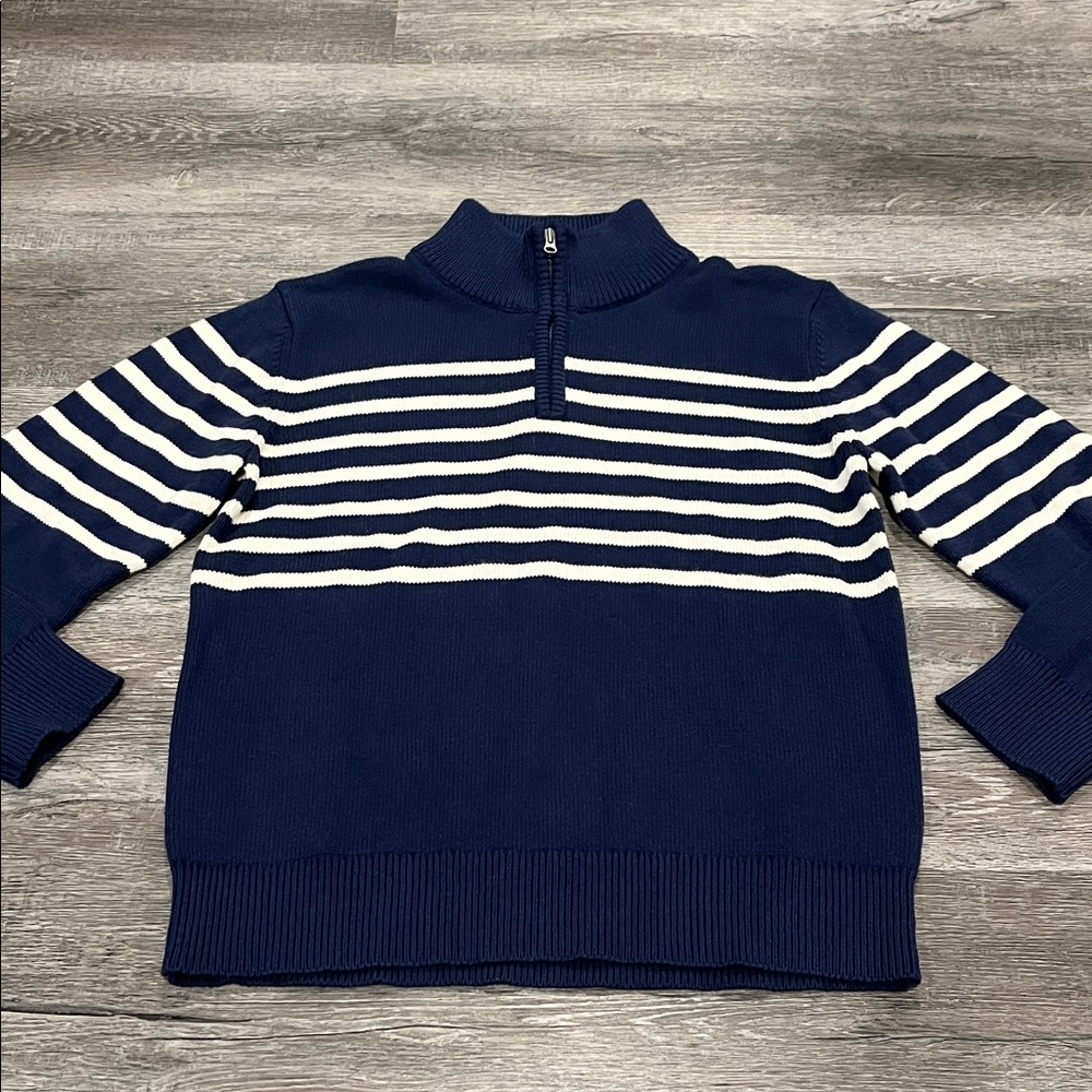 OshKosh B'gosh Navy and White Striped Turtleneck Sweater